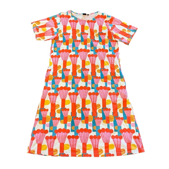 Marimekko Dresses & Skirts - Marimekko Uniqlo Pompula Pattern A Line Midi Dress Short Sleeves Women’s Sz M